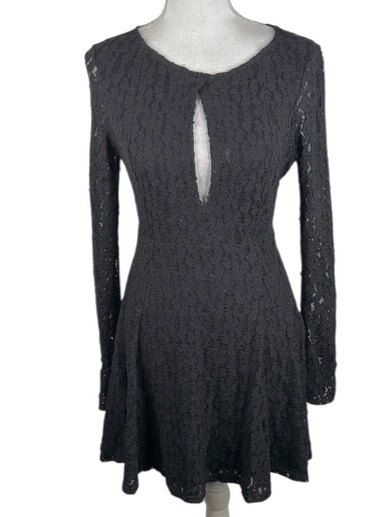 Free People Black Lace Flowy Fit & Flare Whimsigoth Goth Fairy Grunge Dress Sz M - Picture 2 of 7